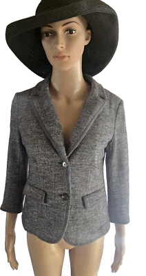 Blazer Ann Taylor Loft médio pequeno espinha de peixe algodão lã 2 botões blazer - Imagem 1 de 4