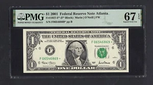 United States-Federal Res One Dollar 2001 Fr#1927-F* (F* Block) UNC Grade 67 - Picture 1 of 2