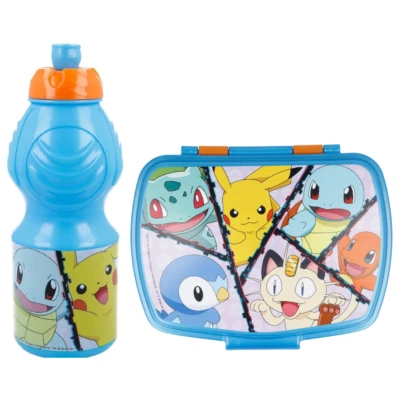 SET BORRACCIA E PORTAMERENDA POKÉMON 2 PEZZI PLASTICA RIUTILIZZABILE 400 ML - Immagine 1 di 4