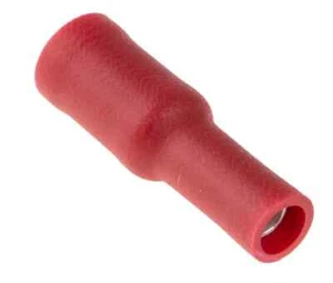 RS Pro BULLET CONNECTORS 100Pcs 4mm 22-16AWG Insulated Female Crimp, Brass RED - Picture 1 of 3