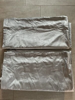 Lot 2 New West Elm Cotton Viscose Luster Velvet Drape Curtain 48 x 96 Sage Green - Image 1 of 4