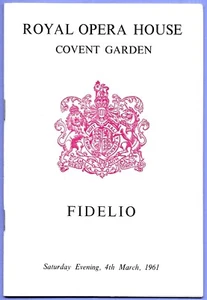 Vintage Royal Opera House Covent Garden Programme Fidelio Opera 1961 - Picture 1 of 6