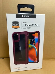 Guanto Spigen progettato per iPhone 11 Pro custodia rosso ferro con retro trasparente - Foto 1 di 3