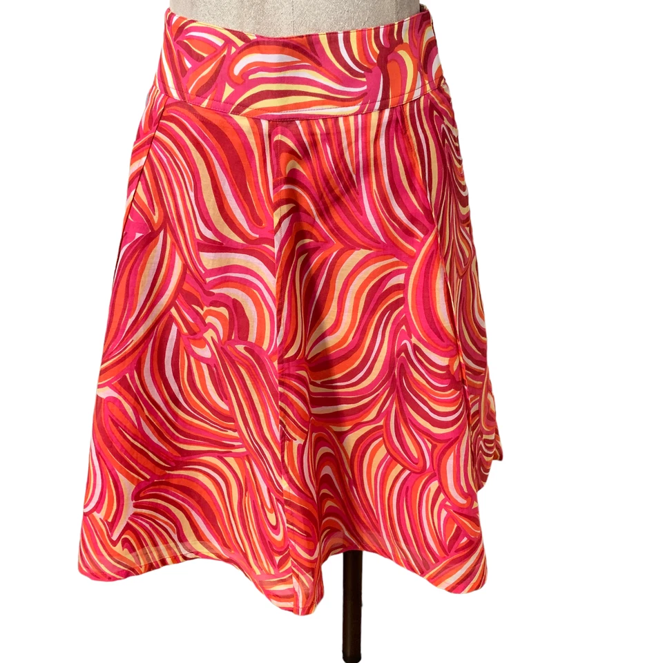 Falda midi circular amarilla rosa algodón/seda Etcetera para mujer talla 00 Foto 1 de 4