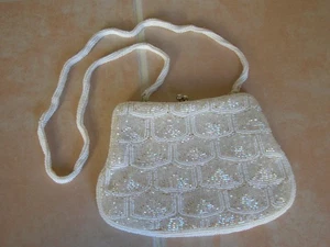 Voll Perlen Abend Schulter Handtasche Vintage Tasche Handtasche Clutch cremeweiß Hochzeit - Bild 1 von 15