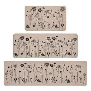 3 PCS Kitchen Rugs Set, Flowers Non Slip Kitchen Mats for Floor, Waterproof K... - Picture 1 of 7
