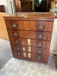 Vintage Woodberry Brown Wood Effect Chest of 5 Drawers - Picture 1 of 8