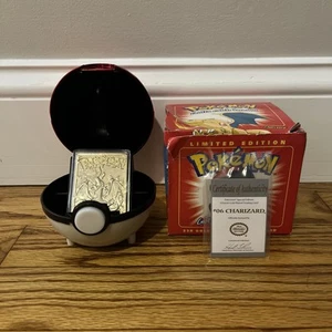 23K Gold Plated CHARIZARD Trading Card 1999 Burger King Pokemon Ball Red - Picture 1 of 6