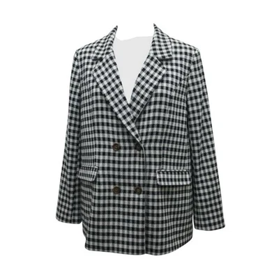 Abrigo Belle Kim Grave Mujer XL Cuadros Doble Pecho Cuadros Chaqueta Preppy Foto 1 de 4