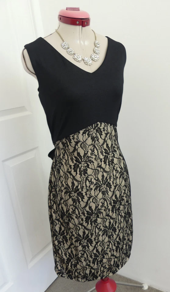 TS THREE SEASONS Black Lace DRESS Size UK 12 Aus 14 NWT Cocktail New Years Eve - image 1 of 4