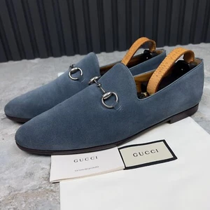 GUCCI Penny Horsebit Loafers Heels Blue Suede 9 G or 9.5 US or 43 EUR - Picture 1 of 11