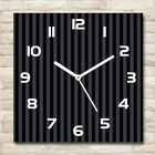 Glass Wall Clock 30x30 Black and gray stripes