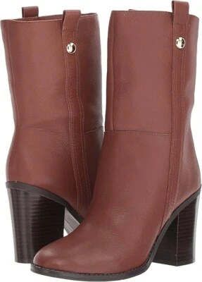 Nine West Howl Size US 10 M Women's Leather Block Heeled Mid Calf Boots Cognac - Image 1 of 4