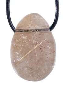 Rutilquarz Tropfenanhänger mit Baumwollband gebohrt | Edelstein Schmuck - Bild 1 von 4