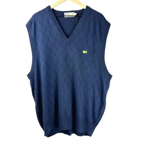 Augusta National Golf Shop Sweater Mens Size XXL Masters Silk Argyle Blue Knit Cover