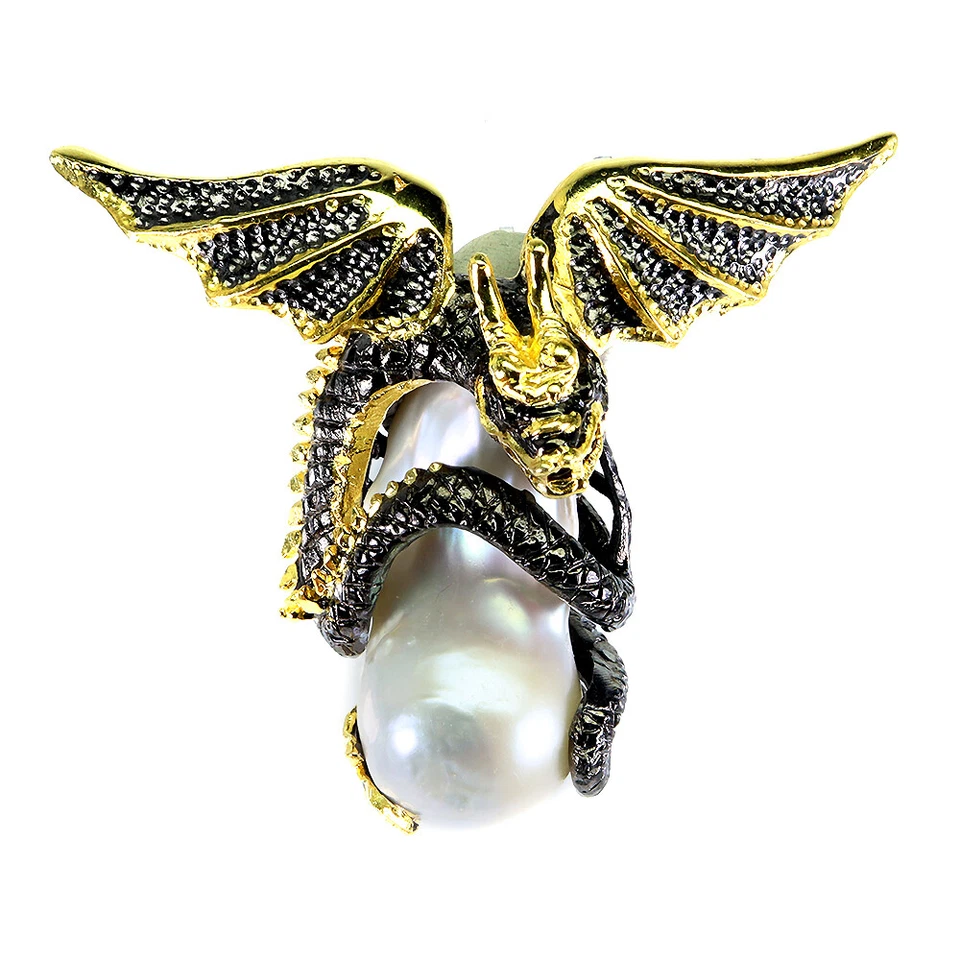 925 Pendente Argento Sterling Barocco Perla Naturale Gioielli Fatto a Mano - Immagine 1 di 4