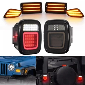 LED Brake Tail Lights+Side Marker Turn Signal Lamp For 97-06 Jeep Wrangler TJ - Picture 1 of 12