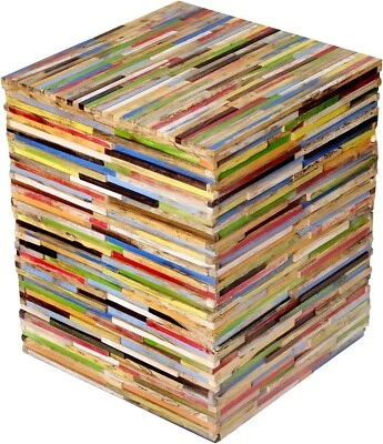 Side Table Wood Real Wood Upcycling Sitting Stool Handmade Stool - Image 1 of 4