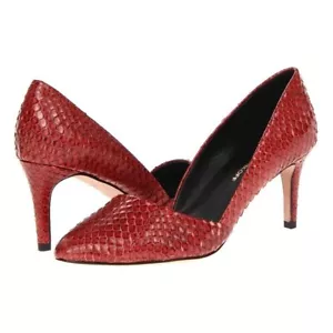 Rebecca Minkoff Paprika Python Snake Leather Career Brie D’Orsay Pump Heel 9.5 - Picture 1 of 12