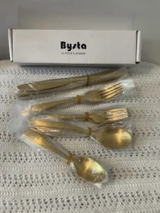 Bysta 20-Piece Matte Gold Flatware Set - Picture 1 of 4