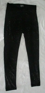 Justice Negro Brillo Brillante Leggings Pantalones Niñas Talla 18 Terciopelo Tejido - Imagen 1 de 5