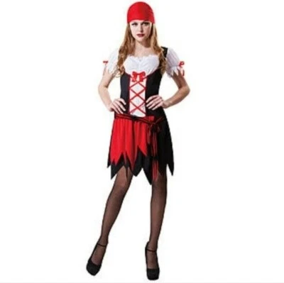 Костюм на Хэллоуин полностью вурдалак женщин красивый пират один размер платье и бандана - Изображение 1 из 4