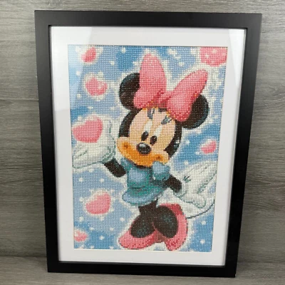 Minnie Mouse 5D Diamond Art Picture Completed In Frame with Mat 17"H x 13"W - Image 1 of 4