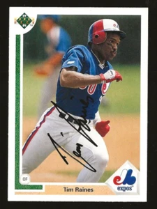 Tarjeta autografiada 1991 de Upper Deck Tim Raines #143 exposiciones de Montreal - Imagen 1 de 2