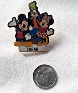 Disney Mickey Minnie Goofy NAME SARAH Lapel Pin NOS Never Sold Unworn - Picture 1 of 2