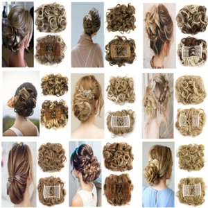 Curly Hair Scrunchie Bun Drawstring Ponytail Hair Extension Chignon Comb Clip US - Picture 1 of 38
