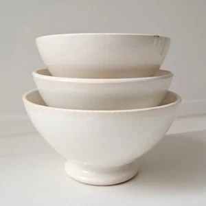 Bol blanc X3 Digoin Sarreguemines ancien faïence blanche style creil montereau - Afbeelding 1 van 22