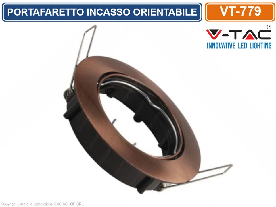 V-TAC PORTAFARETTO SPOT GU10 TONDO BRONZO 8580