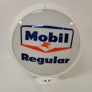 Originale Mobil Regolare Pompa Gas Globo Luce Vetro Lente Pegasus Insegna 2 Lati - Foto 1 di 17