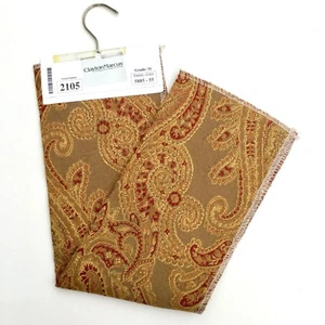 Clayton Marcus Fabric Swatch Gold Red Paisley Damask Pattern Craft 12.75" x 23" - Picture 1 of 10