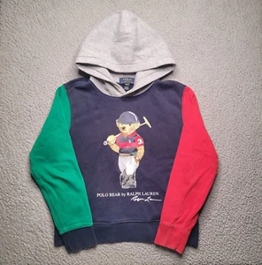 Polo Ralph Lauren Sweatshirt Boys Medium 10-12 Polo Bear Hoodie Color Block - Picture 1 of 8