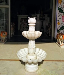 Hand-Carved Marble Fountain | Indoor & Outdoor Stone Water Feature Made in India - Picture 1 of 4