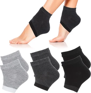 3 Pairs Moisturizing Heel Socks Ventilate Gel Heel Open Toe Socks Soft Silicone - Picture 1 of 12
