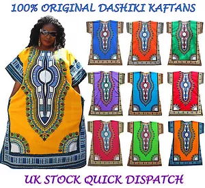Camisa Larga Dashiki Africano Poncho Tribal BOHO HIPPIE Caftán Maxi Colores Brillantes - Imagen 1 de 30