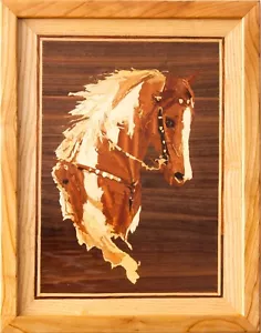 Caballo imagen chapa incrustación pared arte enmarcado panel casa - Imagen 1 de 12