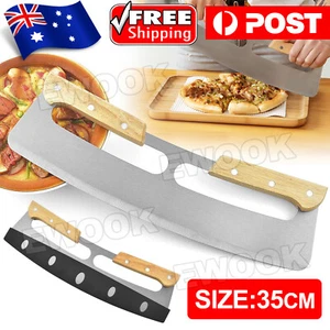 Kitchen Stainless Steel Pizza Cutter Rocker Blade Slicer 35CM +Protective Cover - Picture 1 of 10
