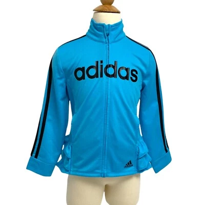 Adidas Niñas Ropa Deportiva Chaqueta Cremallera Completa Azul Negro Manga Larga Talla 6X Foto 1 de 4