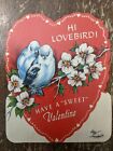 Vintage 1950's ERCO CANDY Lollipop VALENTINE CARD with TWO LOVE BIRDS