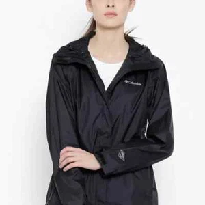 Columbia Women's Black Arcadia II Long Sleeve Hooded Outdoor Rain Jacket Size L - Picture 1 of 12