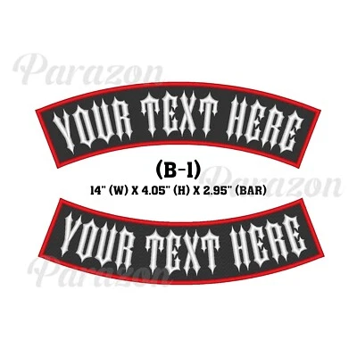 Custom Embroidery Top & Bottom Rocker Motorcycle Biker Sew on Patch 14" (B-1) - Image 1 of 4