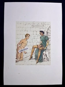 Erotic Kunstdruck v. Montorgueil „Love hurts“ 1930s Bondage Sadomaso LGBT Spank - Bild 1 von 2