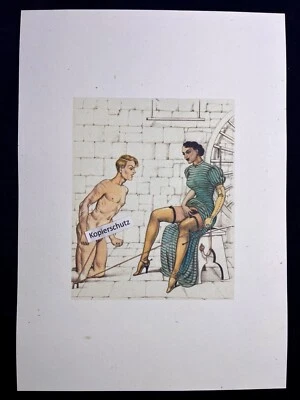 Erotic Kunstdruck  v. Montorgueil „Love hurts“ 1930s Bondage Sadomaso LGBT Spank - Bild 1 von 2