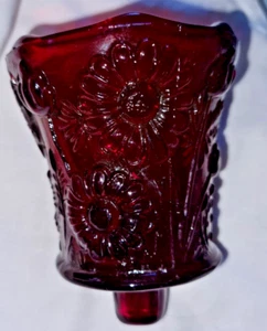 Rotes Gänseblümchen Blumen Glas Votivkerze Getränkehalter Klammer Vintage - Bild 1 von 3