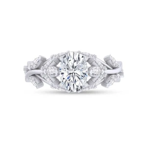 2.17 Ct Oval & Marquise Cut Diamond Floral Infinity Band Ring 14K Gold Lab Grown - Picture 1 of 12