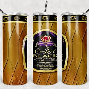 CROWN ROYAL SCHWARZ FLASCHENBECHER - Ein 20 Unzen Metall Thermo Becher, Deckel & Strohhalm - Bild 1 von 3