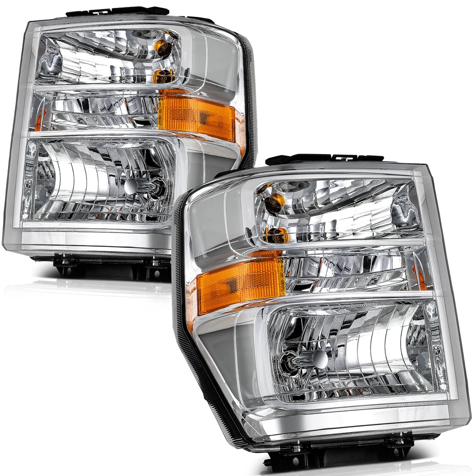 Chrome Housing Headlights Assembly For 2008-2021 Ford E-350 E-450 Super Duty - Изображение 1 из 4